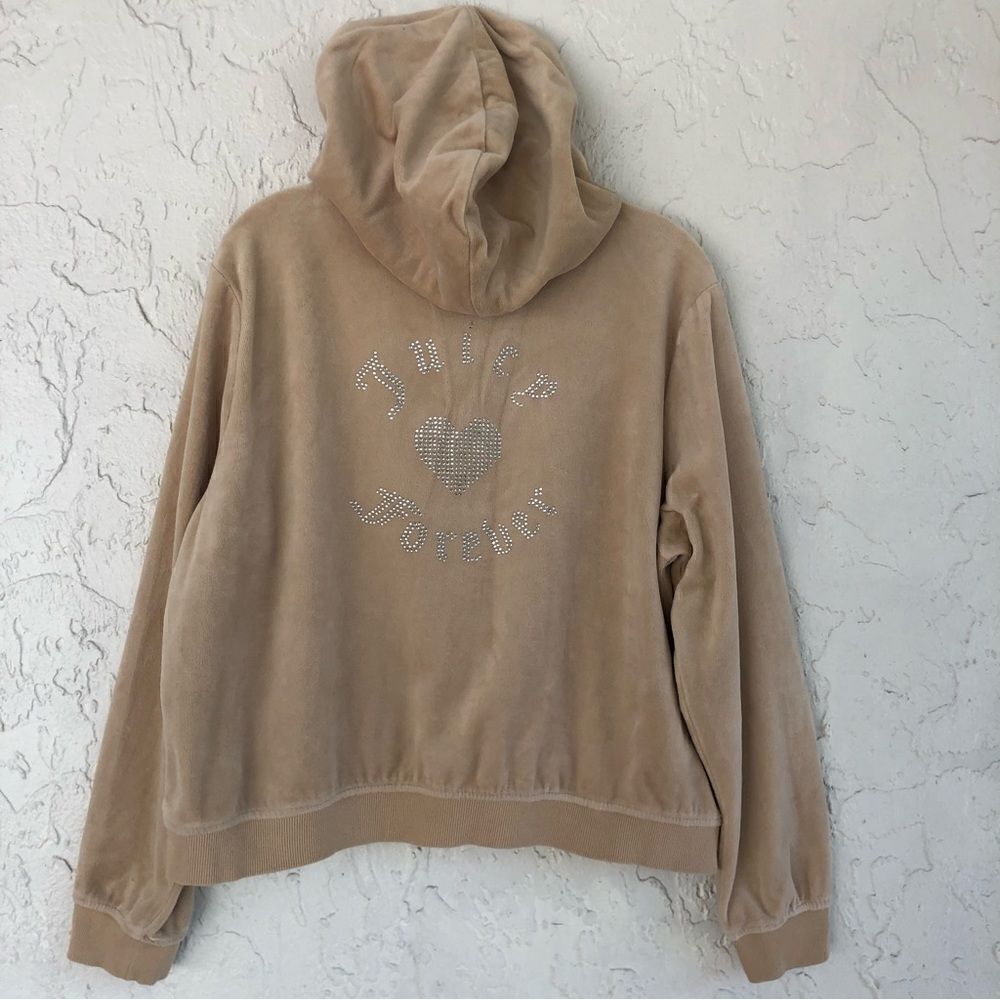 JUICY COUTURE X FOREVER 21 Velour Track Hoodie Jacket Full Zip Large Bling Y2K